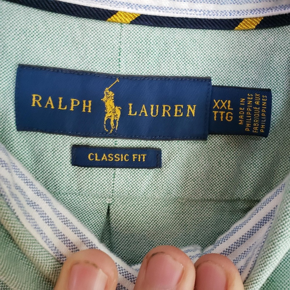 Ralph Lauren Shirt Mens 2XL Green Long Sleeve Button Down Classic Fit Casual - Picture 5 of 7